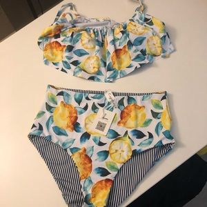 Super cute lemon 2 piece swim suit!